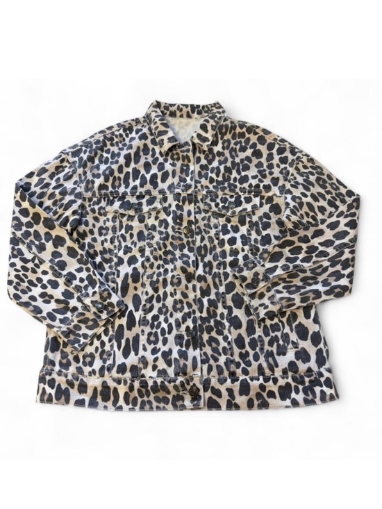 Jackets & Blazers - Leopard Print Denim Shirt Jacket Shacket Women’s Small Boho Baddie Festival